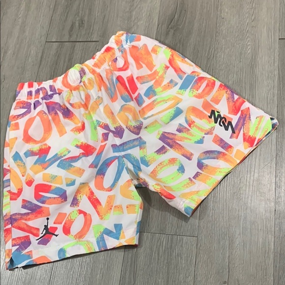 Nike Air Jordan White Zion Logo All Over Print Dri-Fit Basketball Shorts size M - Picture 1 of 15